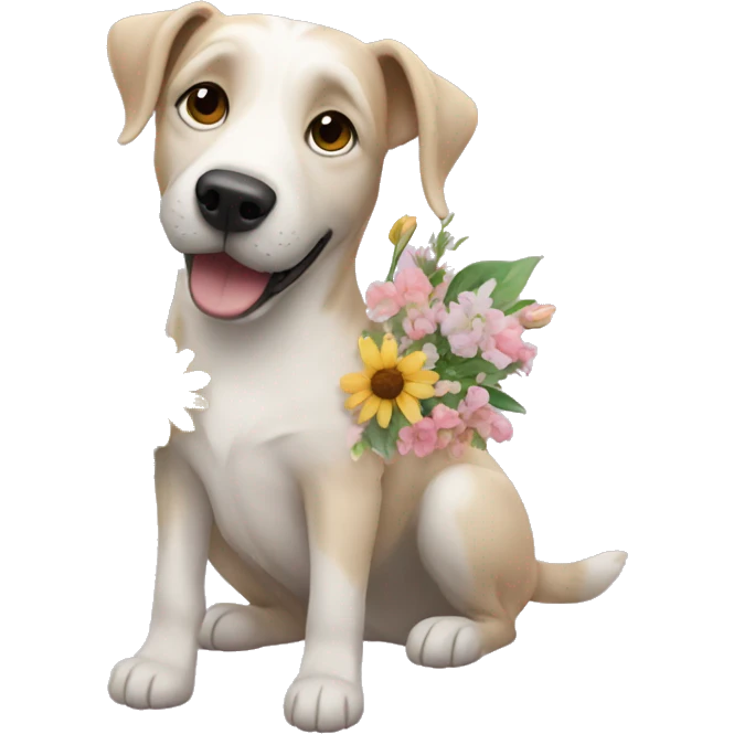 dog with flowers emoji