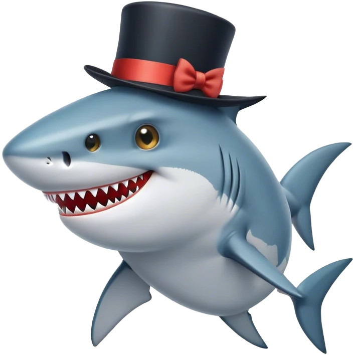 Shark with a top hat emoji
