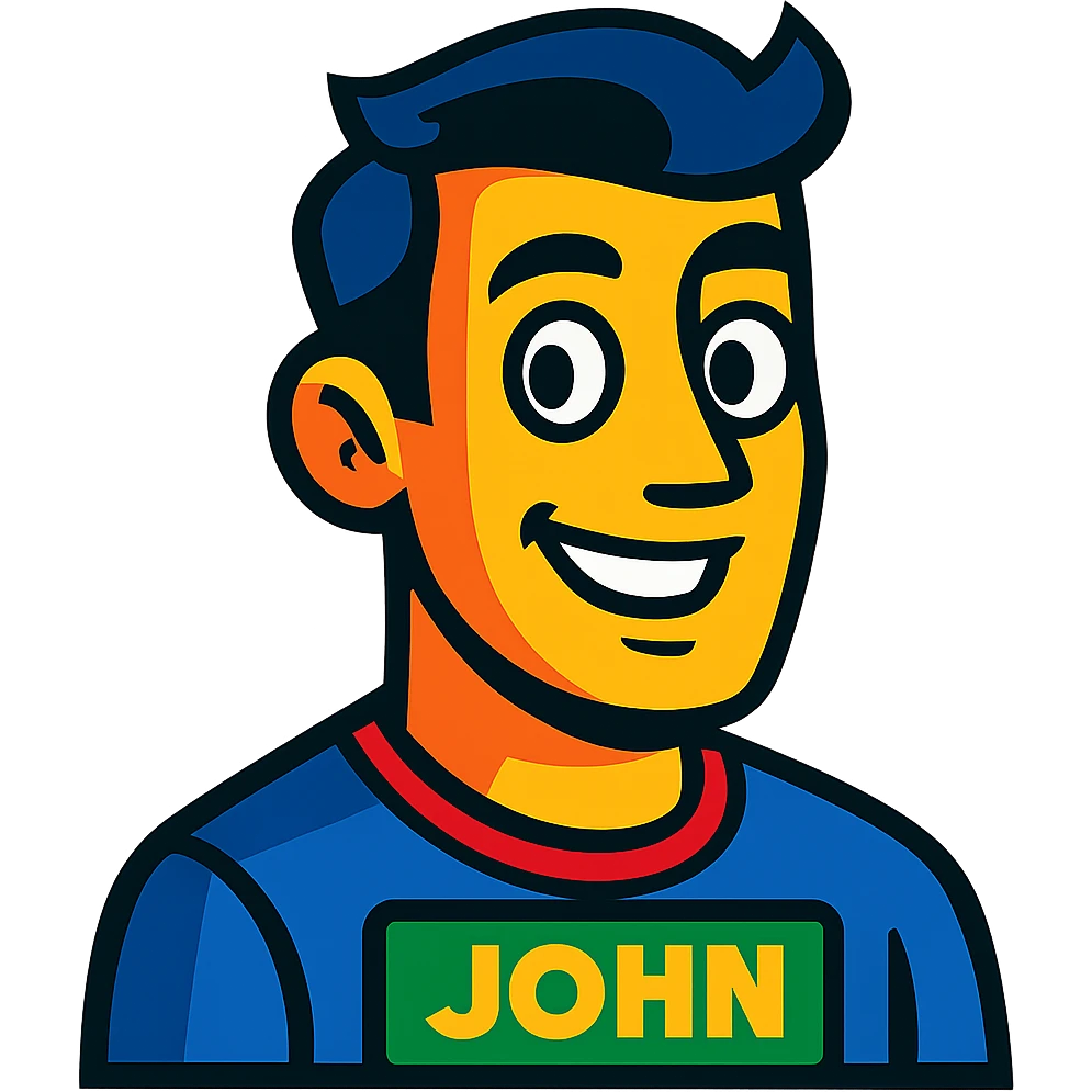 portrait of a man named John in vibrant toon style emoji