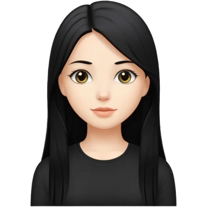 Chica bonita blanca de cabello largo liso y negro  emoji