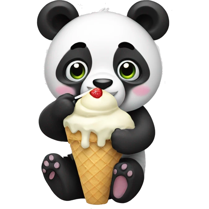 Panda eating ice cream emoji