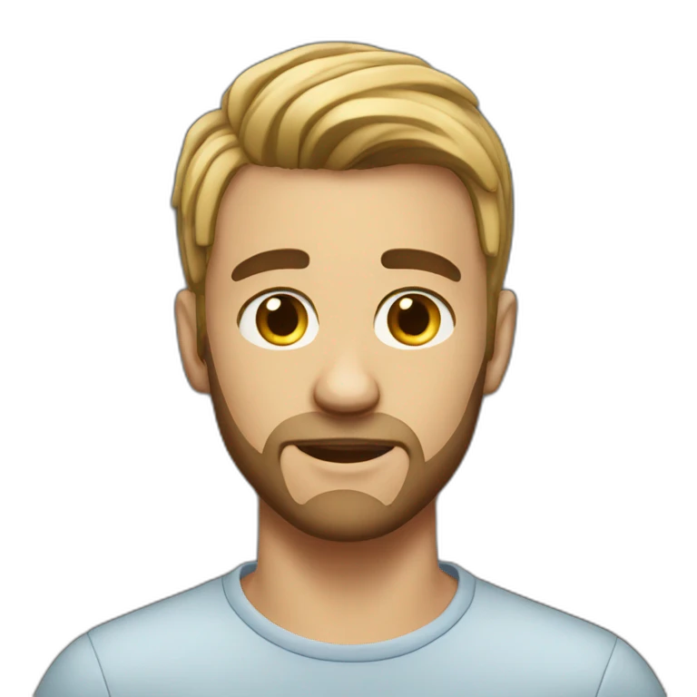 a 21 years old man with low hair and low beard amazed emoji