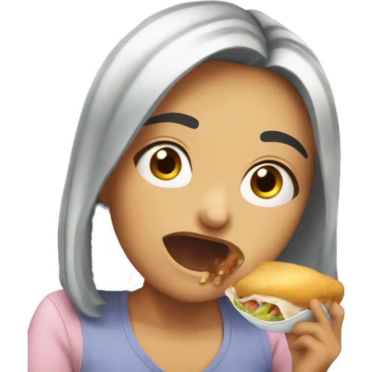 Pretty girl burping at lunch  emoji