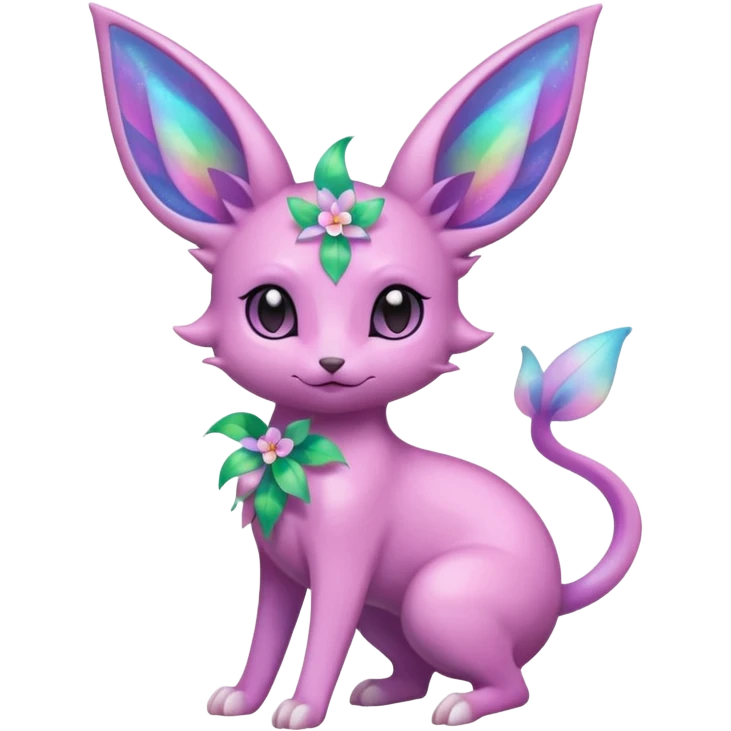 Colorful Floral-Painted Spring-Bloom Iridescent Cute Roserade-Espeon-Fakémon creature (full body) Colorful Floral-Painted Spring-Bloom Iridescent Cute Roserade-Espeon-Fakémon creature (full body) emoji