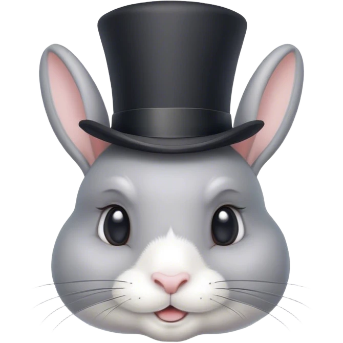 a gray bunny wearing a top hat emoji