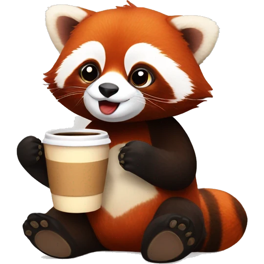 Red panda with coffee  emoji