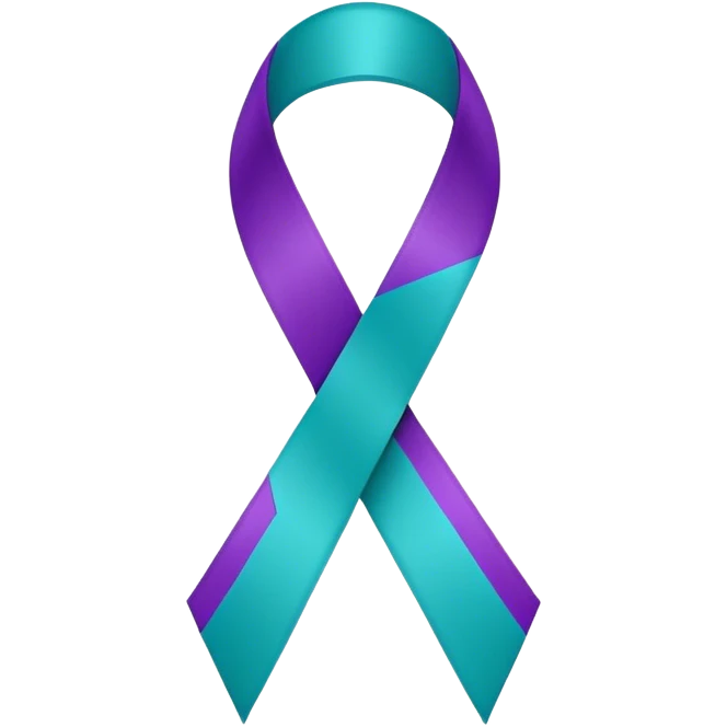 Purple and teal Suicide awareness ribbon emoji