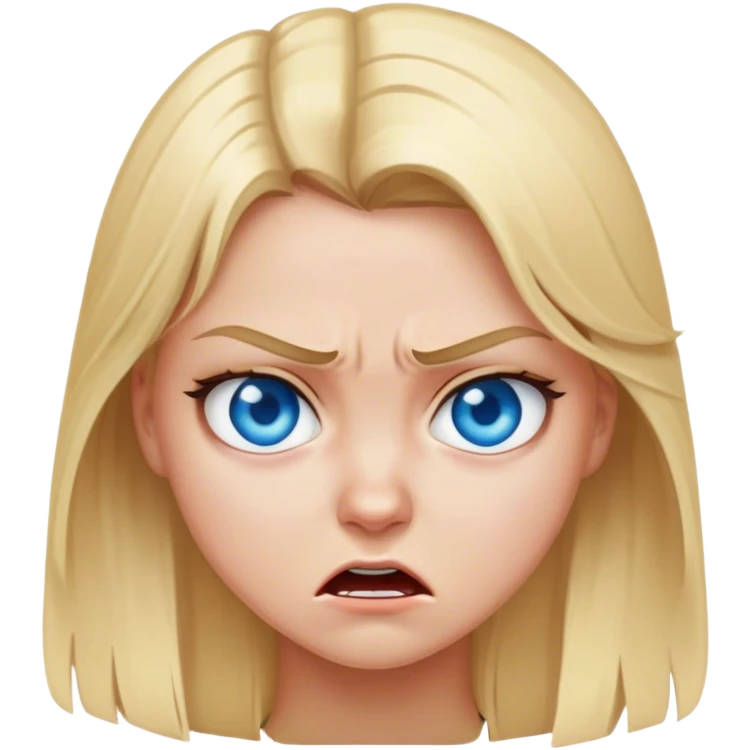 blonde girl with blue eyes who is mad emoji