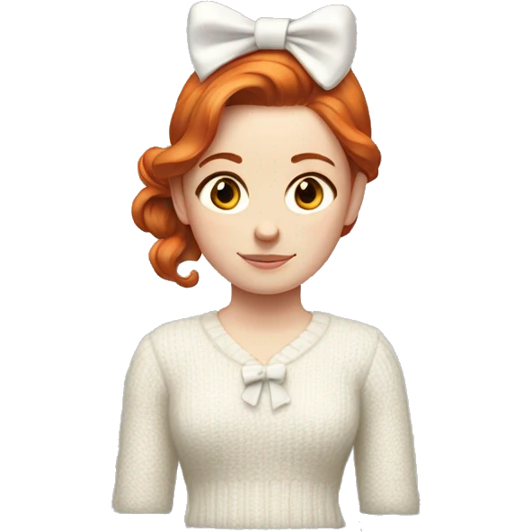 Red-haired girl with bow in hair with pale skin white sweater emoji