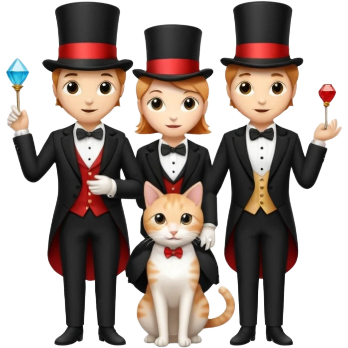 magician couple and their pet cat emoji