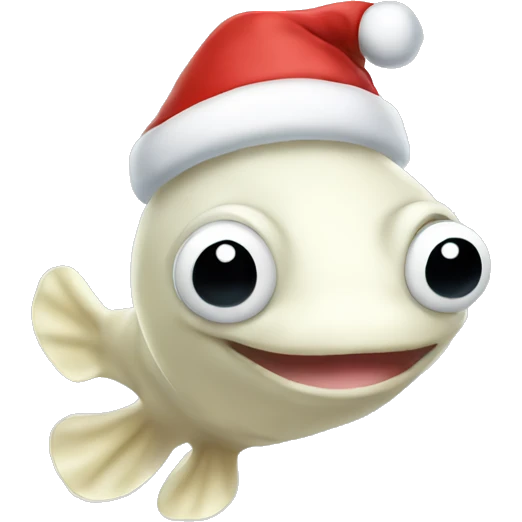 White tadpole wearing a Santa hat emoji