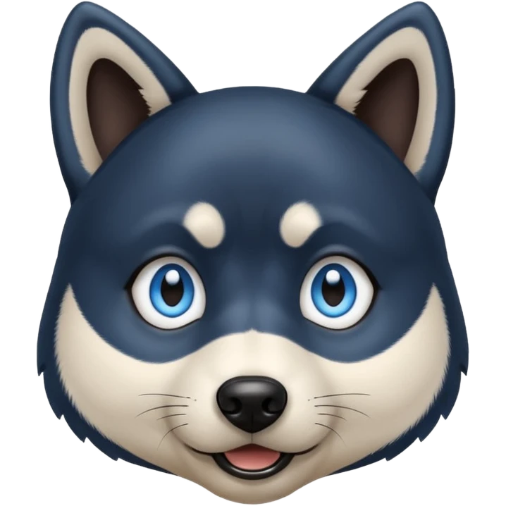 Dark black Husky with blue eyes with a very confused look on his face emoji
