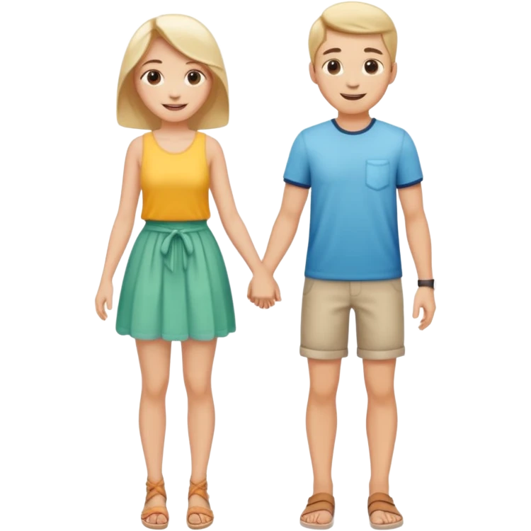 full-length cute couple in summer outfits emoji