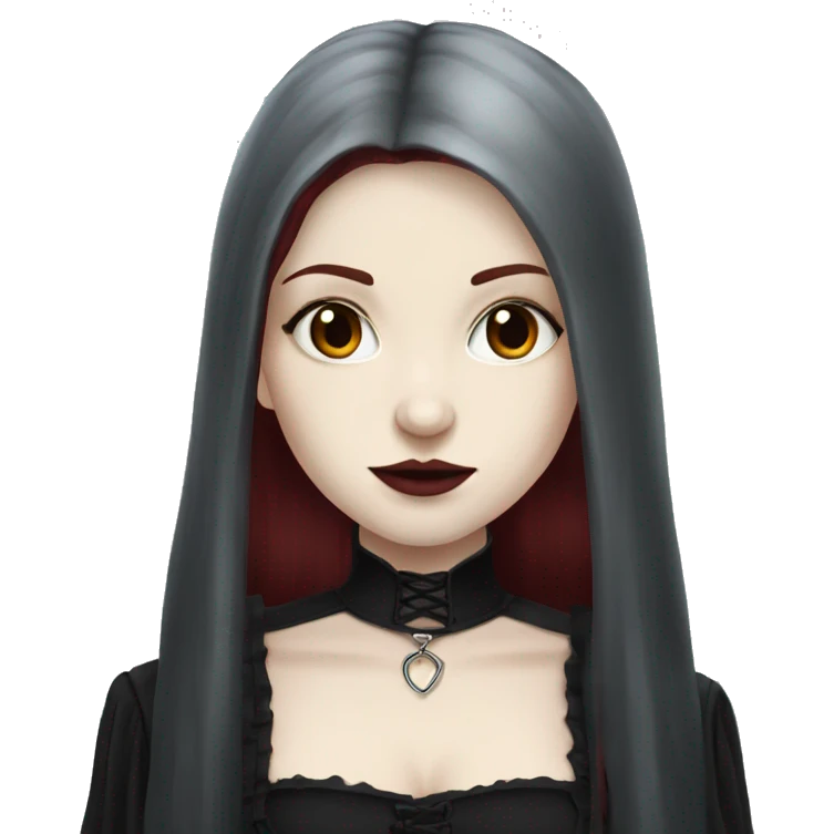 pale skinned girl with long dark red hair in gothic outfit emoji