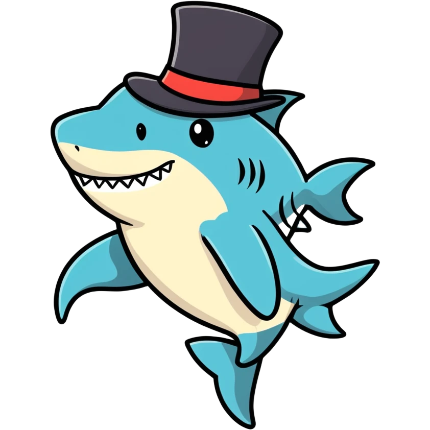 Shark with a top hat emoji