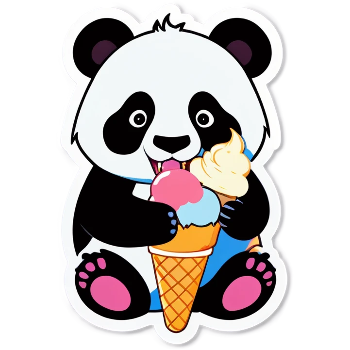 Panda eating ice cream emoji