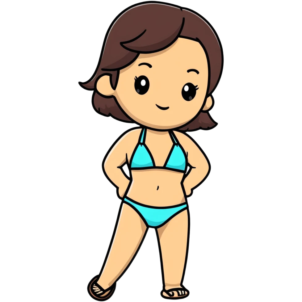 Woman with brunette hair in a bikini emoji