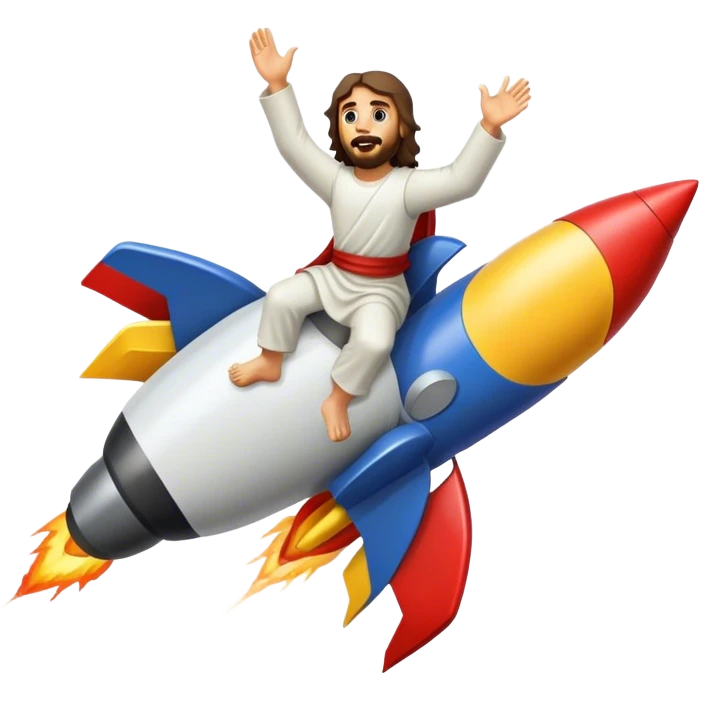 jesus riding a rocket france black boom!  emoji