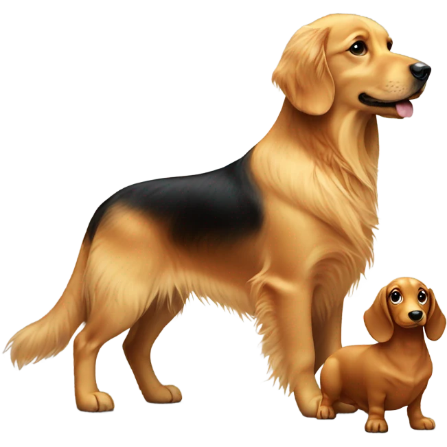 golden retriever and a miniature teckel emoji