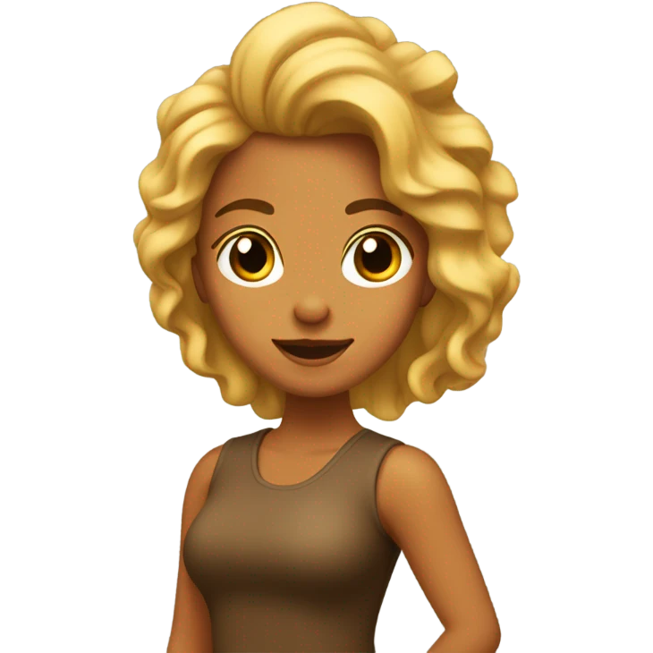 chica con pelo ondulado castaño claro  emoji