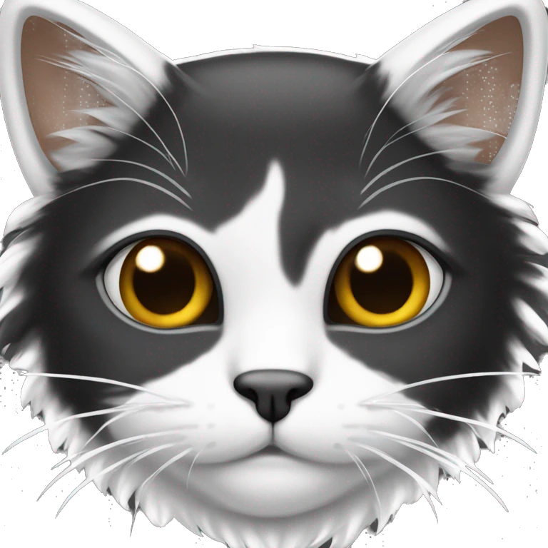Gato bravo peludo preto e branco emoji