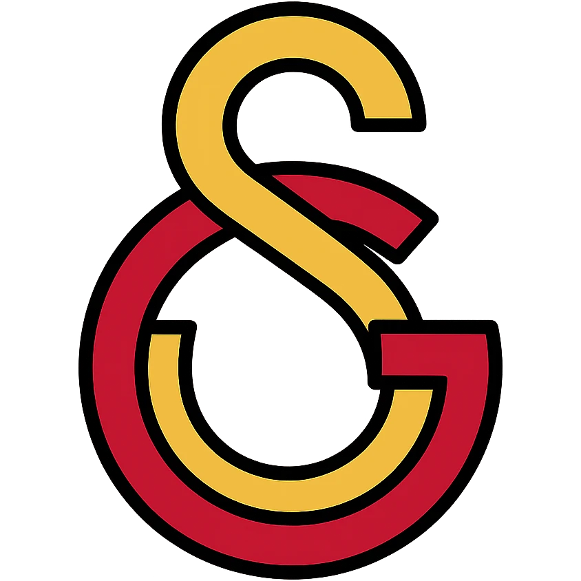 Galatasaray minimalist logo, monogram GS, clean lines, red and yellow emoji