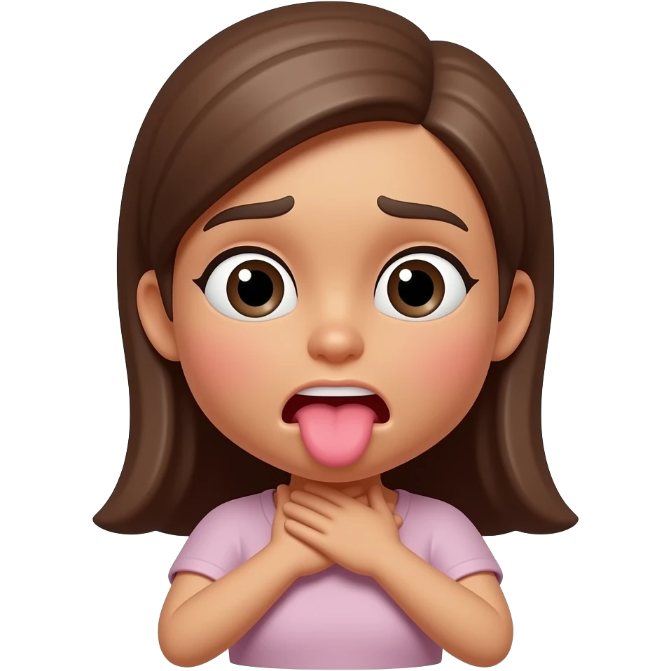 Mad Medium skin iPhone emoji girl Choking self with hands around neck With tongue sticking out emoji
