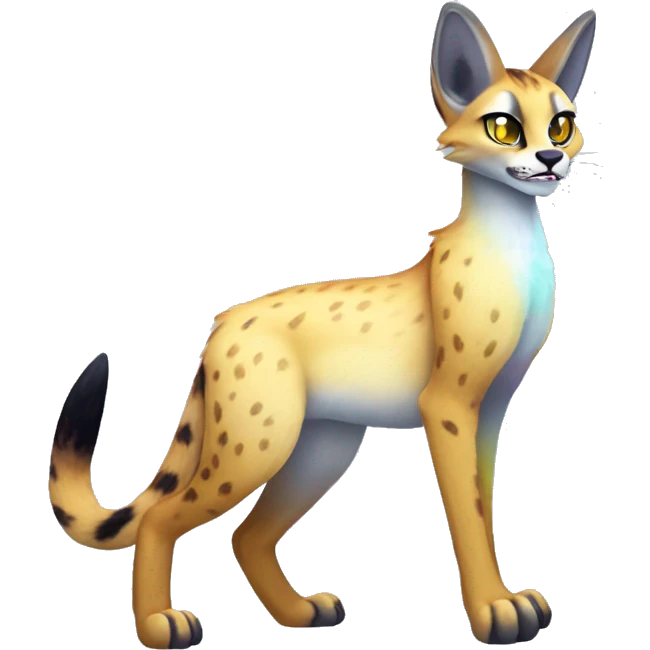 Cute Kawaii Cool Edgy Epic Ethereal Sparkly Colorful Sergal-Serval-Caracal-Vernid full body emoji