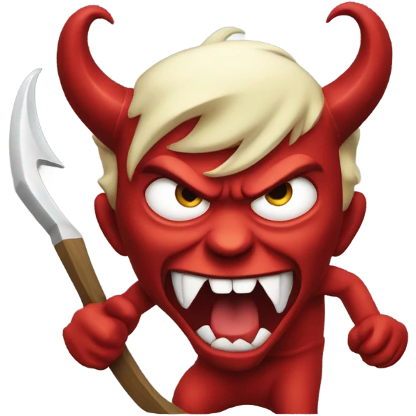 Angry devil with sickle  emoji