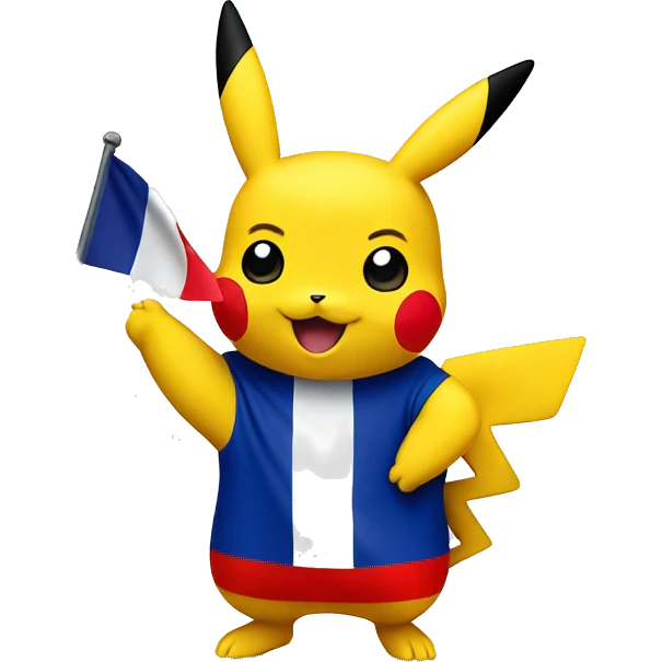 pikachu waving a french flag emoji