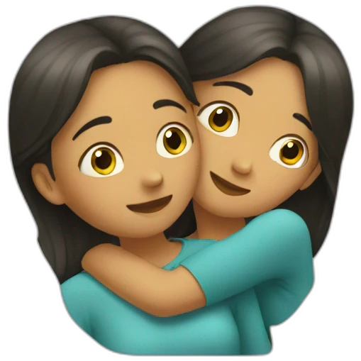 girl hugging mirror reflection emoji