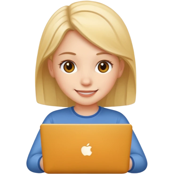 girl use laptop emoji