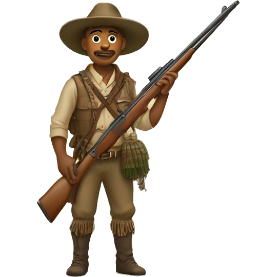 Hunter in traditional costume with rifle on his back emoji
