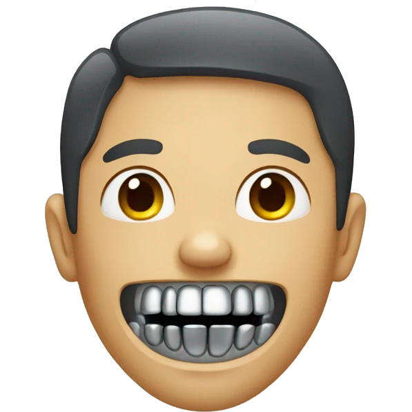 person with metal braces ontop teeth emoji