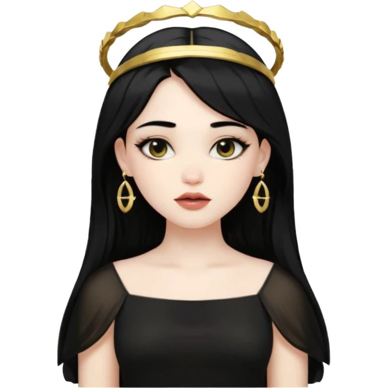 Rosalia (the singer) virgin. (Use lux album cover as reference). Hais black hair with a bleached halo band  in hair and gold lips. emoji