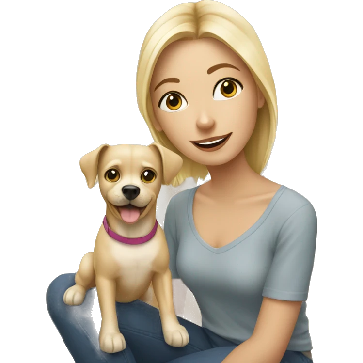blonde girl with dog indoors emoji