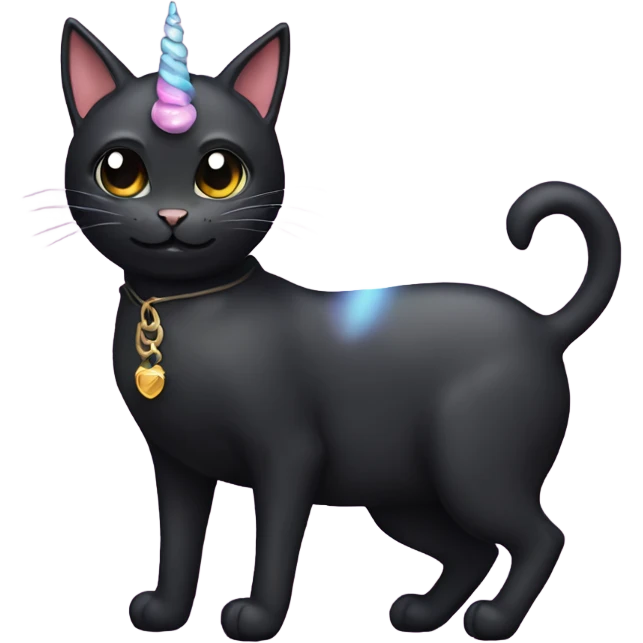 Black cat with unicorn emoji