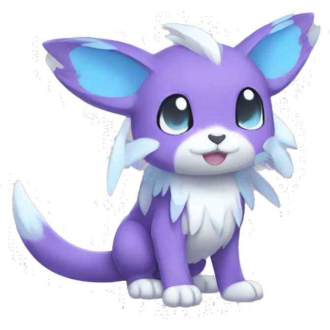 Cute cool purple white blue animal hybrid Fakemon full body emoji