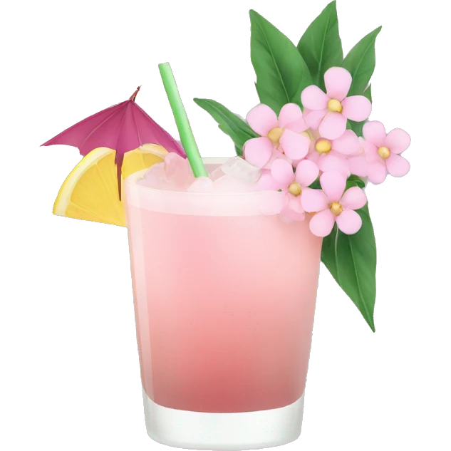 Cocktail with light pink flowers emoji