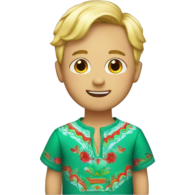 A blonde boy wearing a cute mexican shirt emoji
