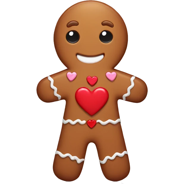 gingerbread holding heart emoji