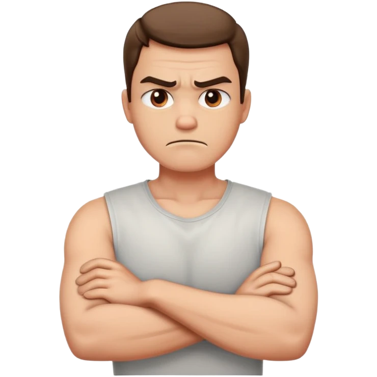 man hands around neck arms crossed looking angry  emoji