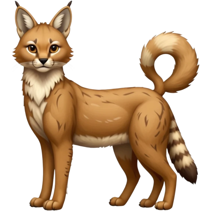 fantasy caracal-Coyote-marsupial-fursona-hybrid animal creature full body with intricate markings  emoji