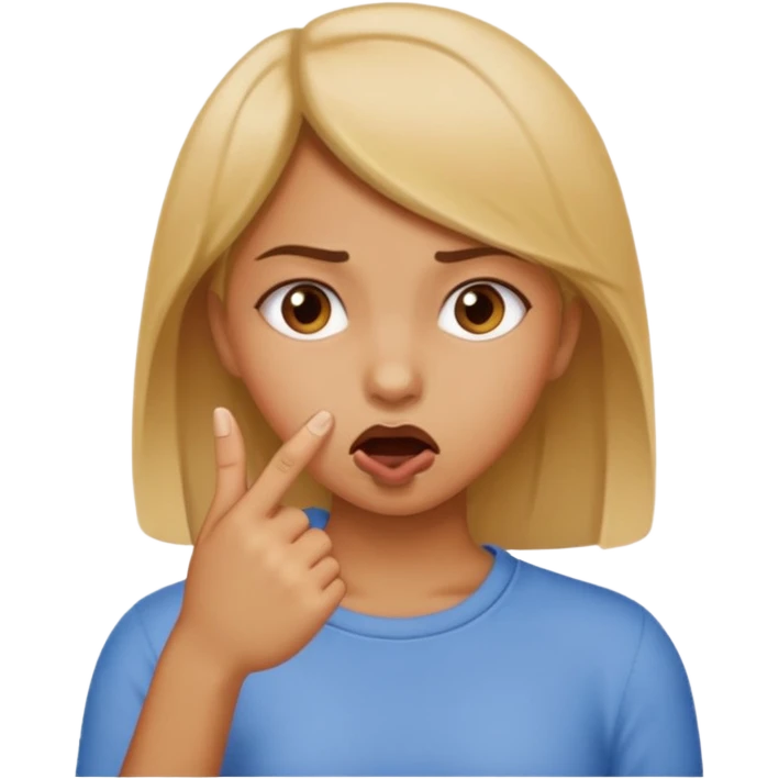 Chica mordiendose el dedo índice doblado pero sin sacar la lengua emoji
