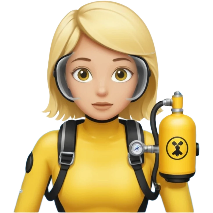 scuba diving girl blonde with yellow oxygen tank emoji