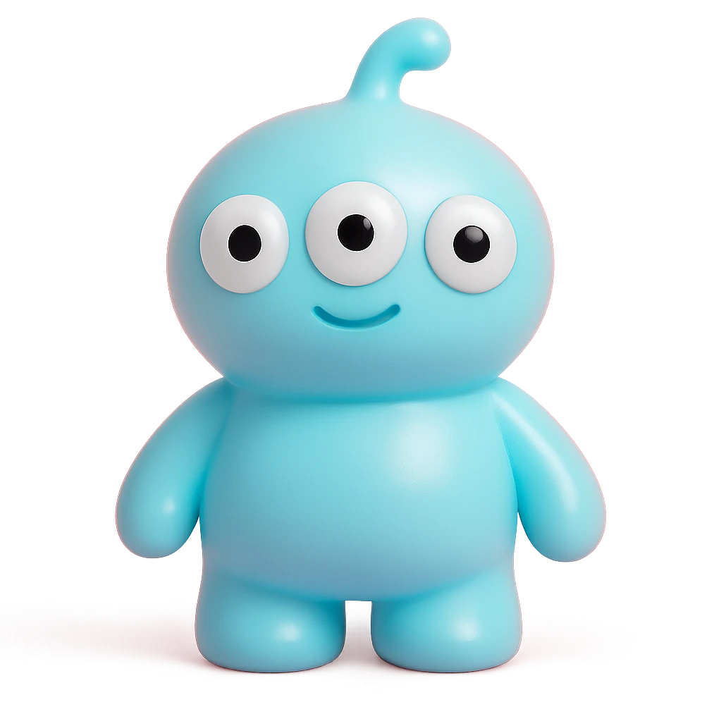 cute blue alien with three eyes emoji