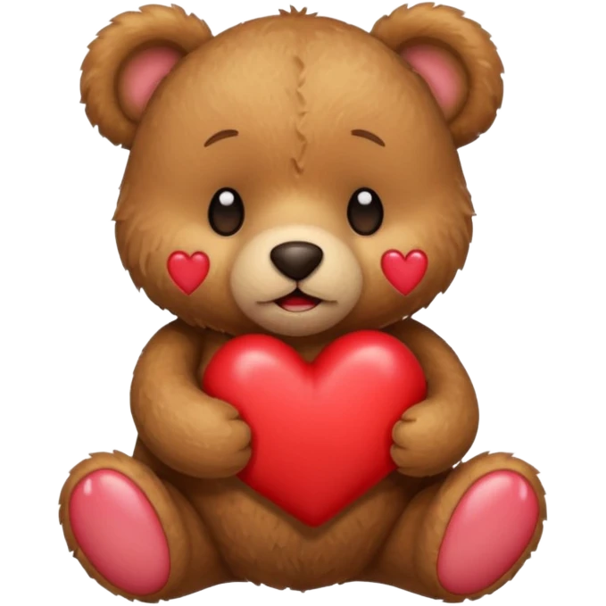 Brown teddy bear crying holding a red heart emoji