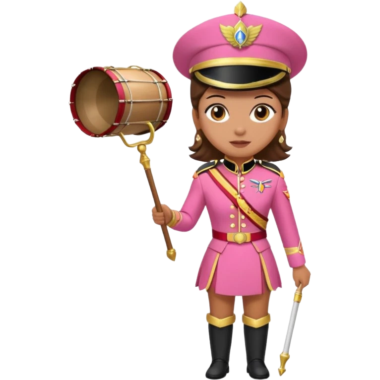 Parade Marchers, drum major, pink uniform famale emoji