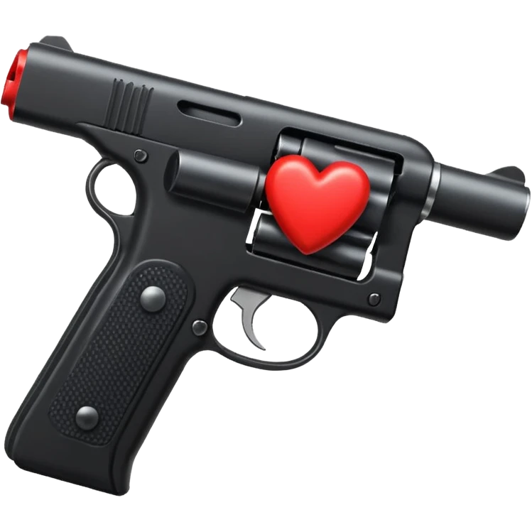 Black hand gun shooting a heart bullets out of the tip  emoji