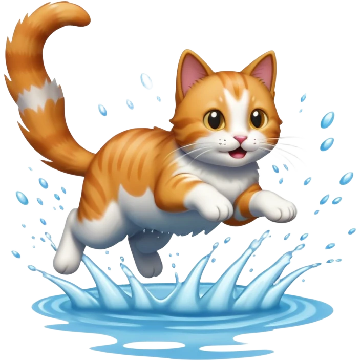 cat jumping into a lake emoji